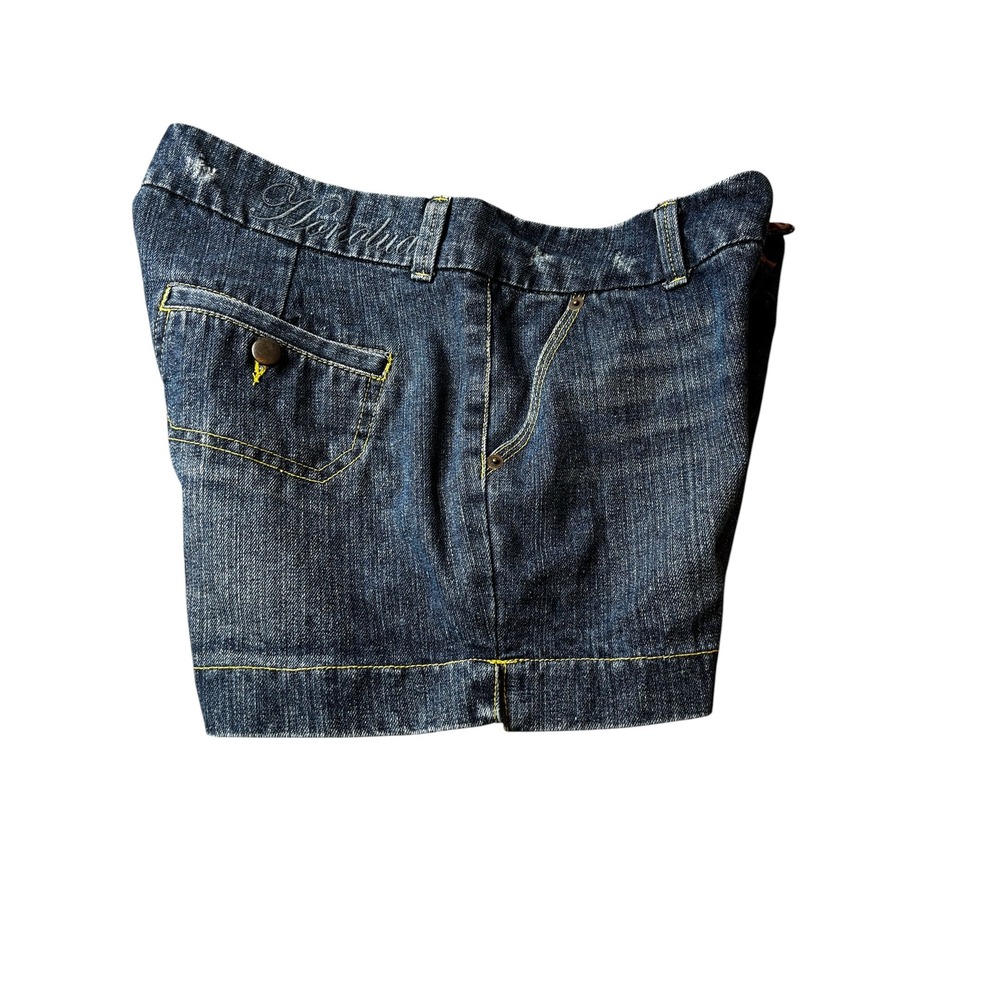 Honolua Wahine Dark Wash Denim Shorts Low Rise Red Floral Lining Size 13 - Picture 3 of 10